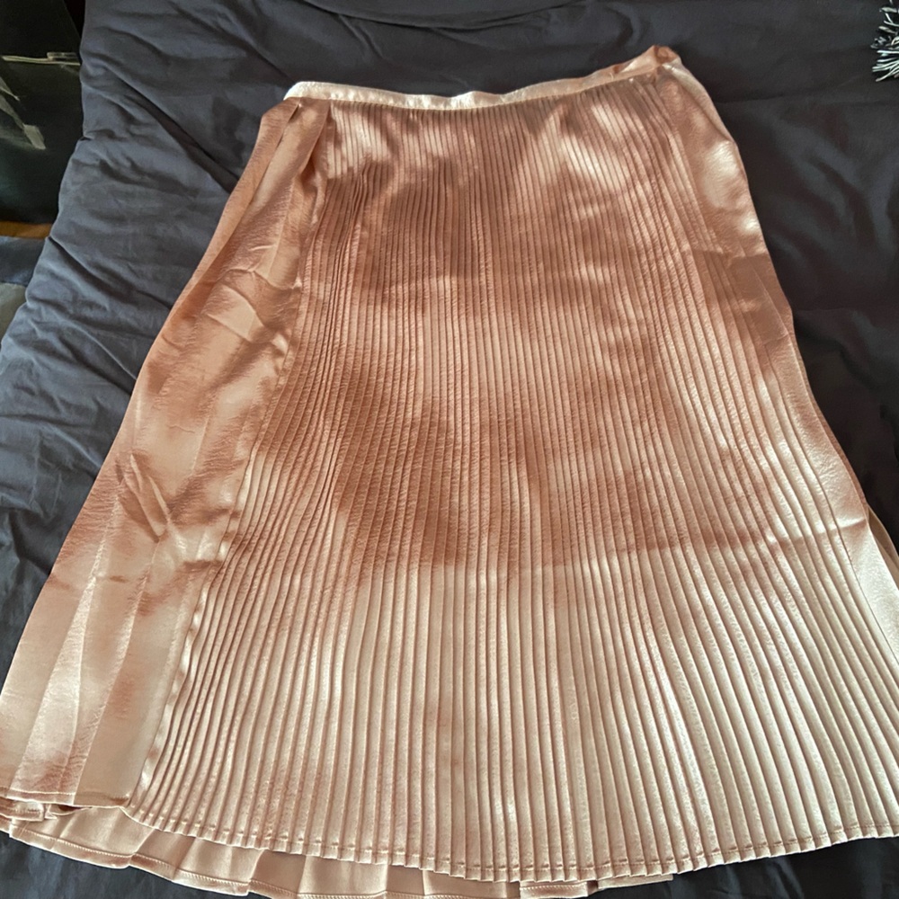 Oliver Bonas long pale pink pleated skirt